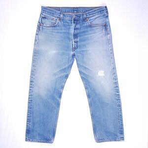 Vintage Levis 501 Jeans Mens 35x27 Blue Mexico  Made Denim Pants Y2K